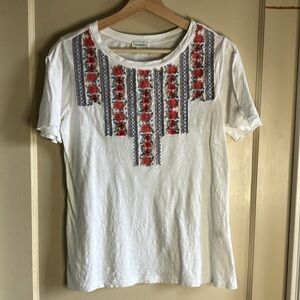 Sundance floral embroidered flutter sleeve top